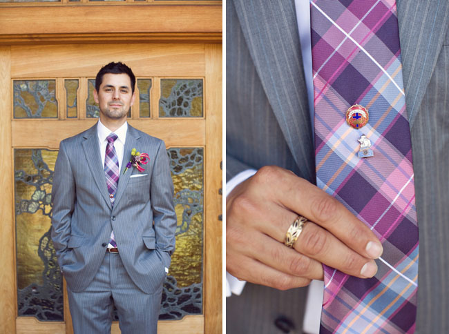 wedding groom tux plaid tie